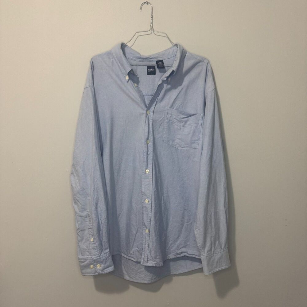 Basic Editions Light Blue 100% Cotton Button-Up Shirt Men’s Large